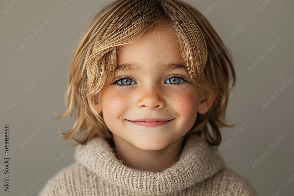 portrait of an white little boy with a smile
