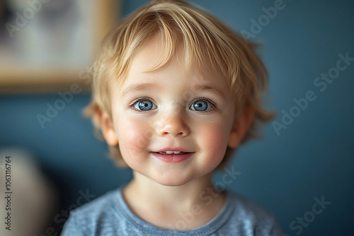 portrait of an white little boy with a smile