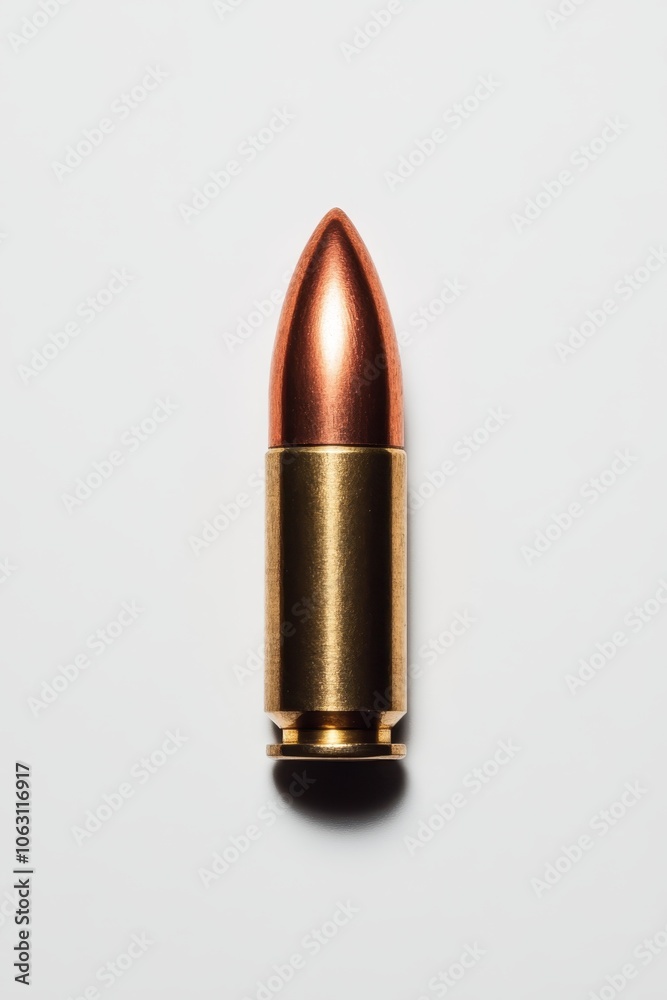 Single Bullet on White Background Single Bullet on White Background
