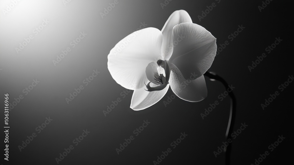 Fototapeta premium An intimate shot of a single orchid flower in full bloom,