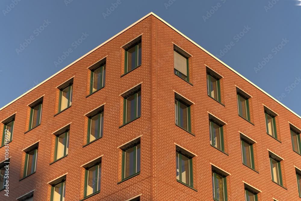 Residential building with brick facade in Berlin. Residential building with brick facade in Berlin.