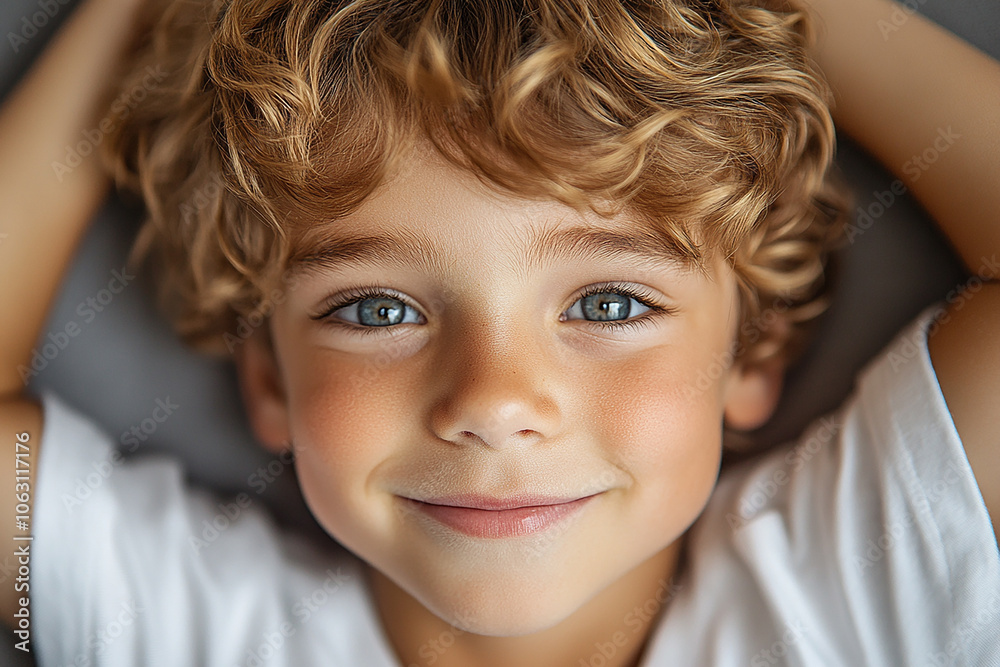portrait of an white little boy with a smile