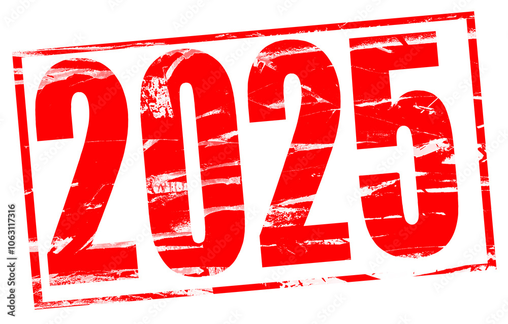 Digital composite. .Red rubber stamp effect for the year 2025. Digital composite. .Red rubber stamp effect for the year 2025.