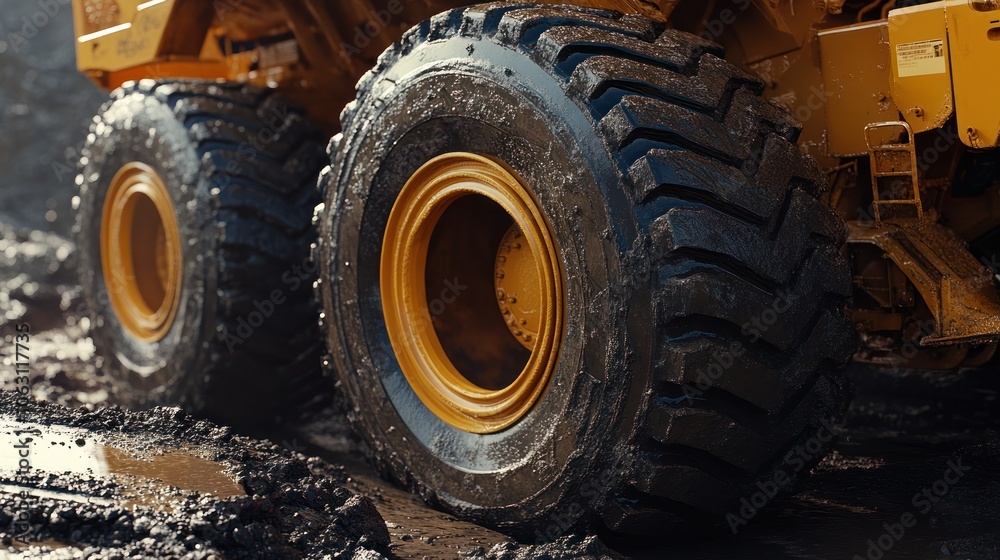 Close-up of a Large Construction Vehicle Tire Close-up of a Large Construction Vehicle Tire