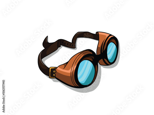 Illustration of google glasses to fly isolated white background