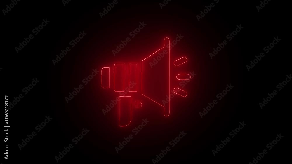 Animation of glowing neon Announcement Related Icon. neon speaker icon isolated . Animation of glowing neon Announcement Related Icon. neon speaker icon isolated .
