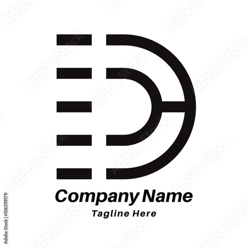 D letter creative logo design icon