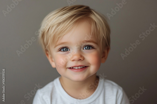 portrait of an white little boy with a smile