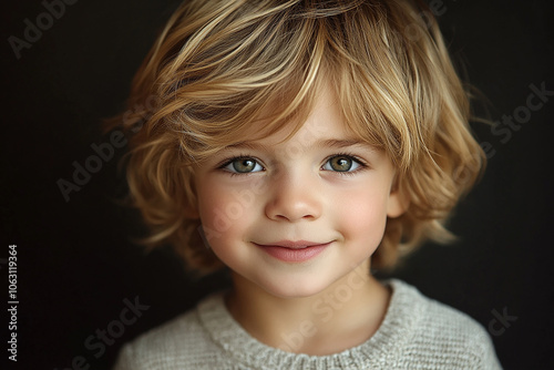 portrait of an white little boy with a smile