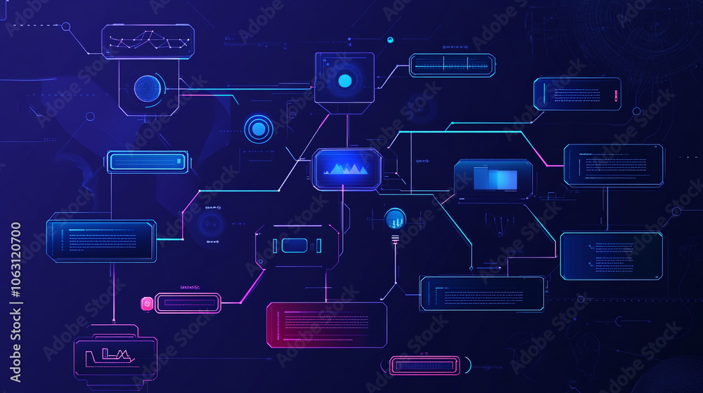 Technology background, orderly connected data technology with square elements, illustration technology background. Technology background, orderly connected data technology with square elements, illustration technology background.