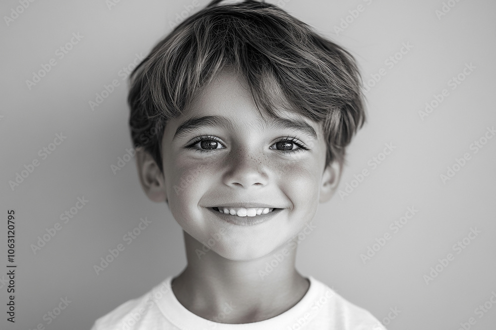 portrait of an white little boy with a smile