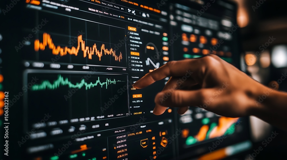 A revenue manager analyzing financial reports and adjusting pricing strategies on a digital interface, with empty space for text A revenue manager analyzing financial reports and adjusting pricing strategies on a digital interface, with empty space for text