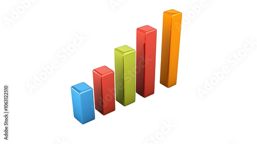 3D, bar graph, white background