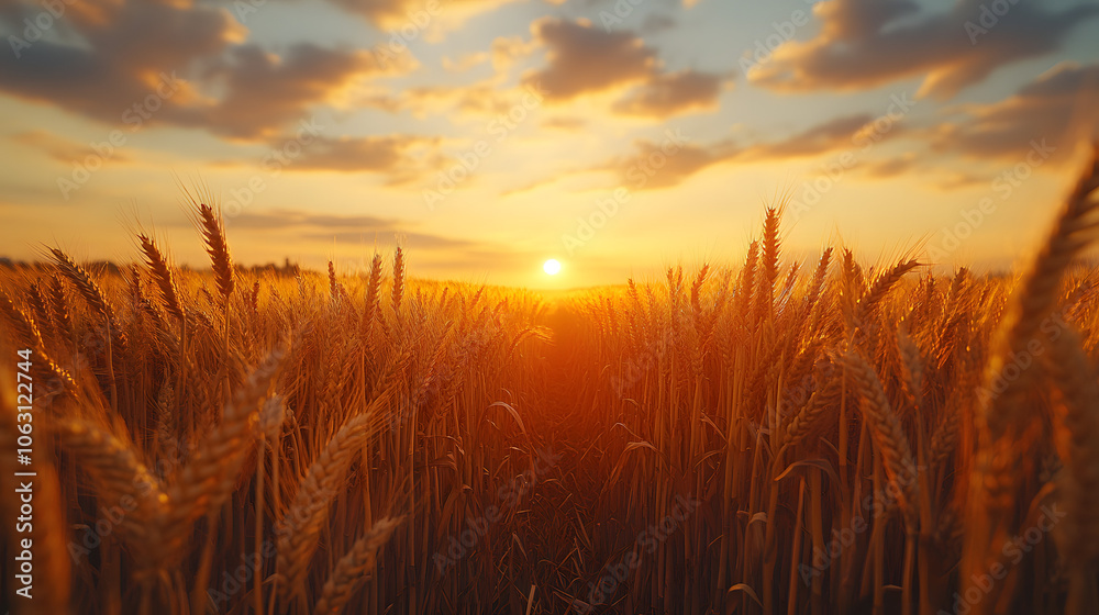 A Golden Sunset Casting Warm Light Over Vast Wheat Fields, with Silhouetted Farm Buildings in the Distance
A Golden Sunset Casting Warm Light Over Vast Wheat Fields, with Silhouetted Farm Buildings in the Distance