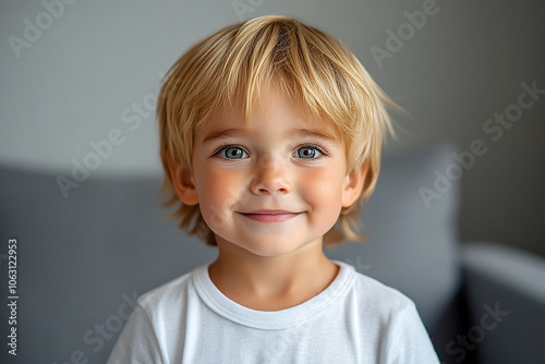 portrait of an white little boy with a smile