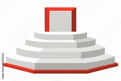 Podium Stage in white room vector background