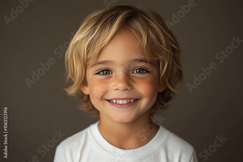 portrait of an white little boy with a smile