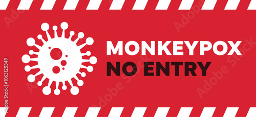 Monkeypox virus cells outbreak wide medical banner. Monkey pox virus cells on red science background. Monkeypox microbiological wide background