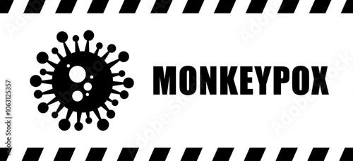 Monkeypox virus cells outbreak wide medical banner. Monkey pox virus cells on white science background. Monkeypox microbiological wide background