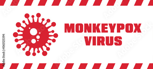 Monkeypox virus cells outbreak wide medical banner. Monkey pox virus cells on white science background. Monkeypox microbiological wide background