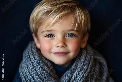 portrait of an white little boy with a smile