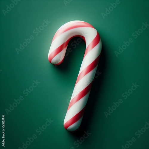 Candy cane on green background photo