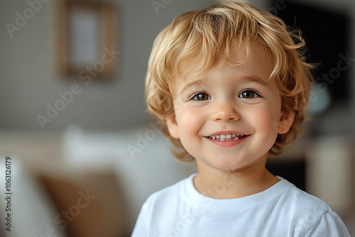 portrait of an white little boy with a smile