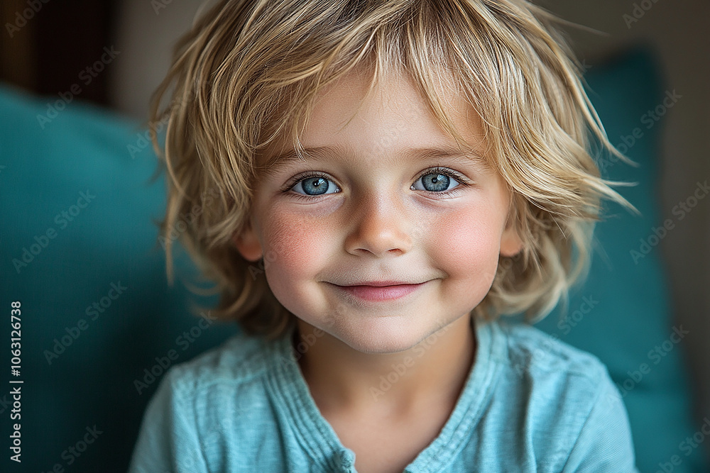 portrait of an white little boy with a smile
