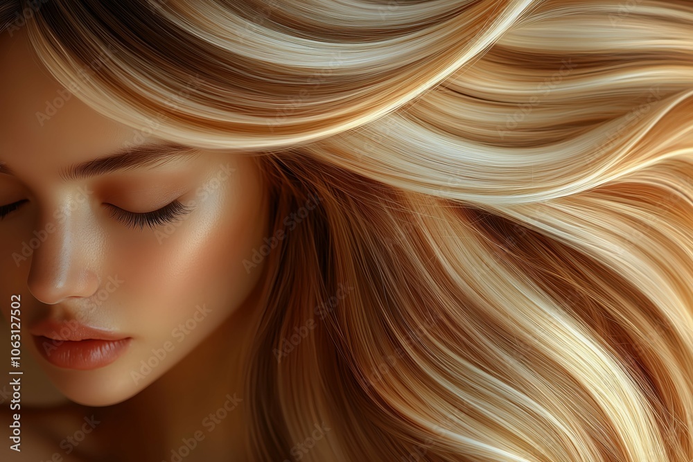 Digital portrait of woman with flowing platinum blonde hair Digital portrait of woman with flowing platinum blonde hair