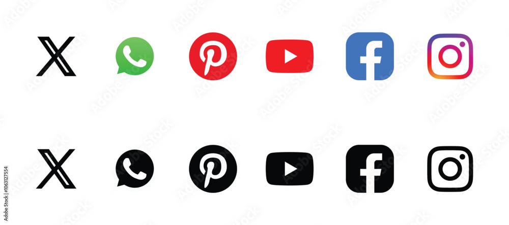 social media icons button. social media logo , facebook, instagram, x ...