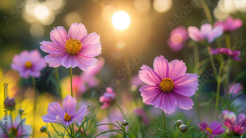 Beautiful colorful flowers. Border art design