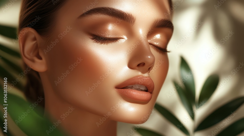 Woman with glowing skin in sunlight Woman with glowing skin in sunlight