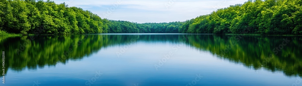 Wind turbines reflected in a calm lake, symbolizing green energy and environmental harmony Wind turbines reflected in a calm lake, symbolizing green energy and environmental harmony