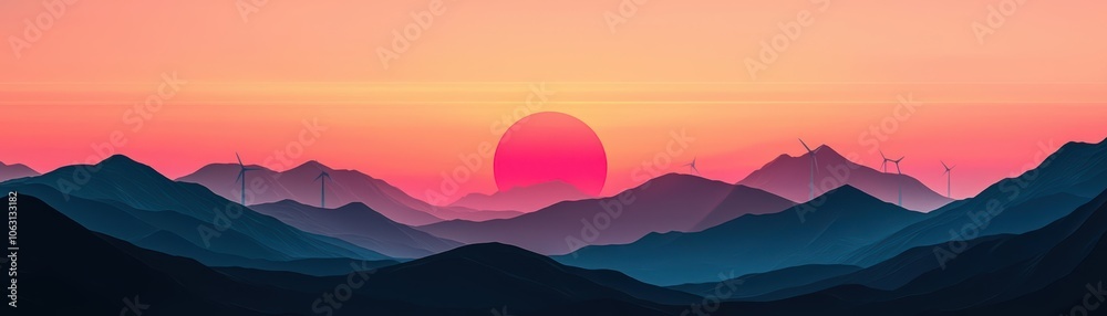 Innovative wind turbine design in a futuristic landscape, illustrating renewable energy for a sustainable future Innovative wind turbine design in a futuristic landscape, illustrating renewable energy for a sustainable future