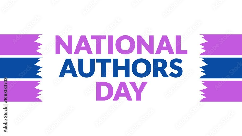 National Authors Day In and Out text from split line animation on a White background. Which is observed every year in November to celebrate and wish National Authors Day.