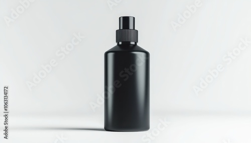 Black spray bottle on white background 