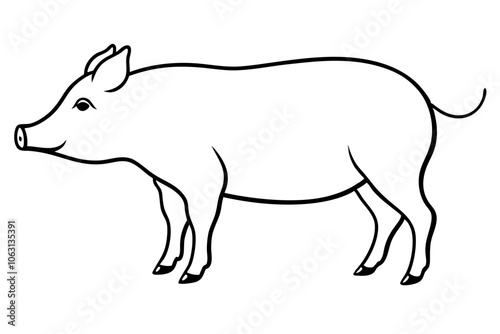 Simple Pig line art icon on white background.