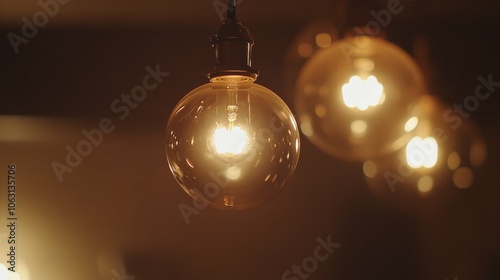 A close-up shot of the light fixture's bulbs, capturing the details and any reflections, with the surrounding area softly blurred.