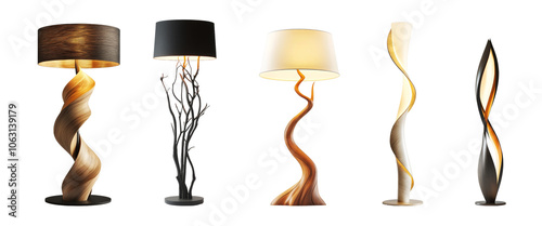 Elegant collection of modern floor lamps showcasing unique designs and styles on a transparent background photo