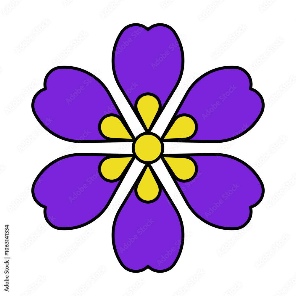 Iris Purple Yellow Flower Illustration