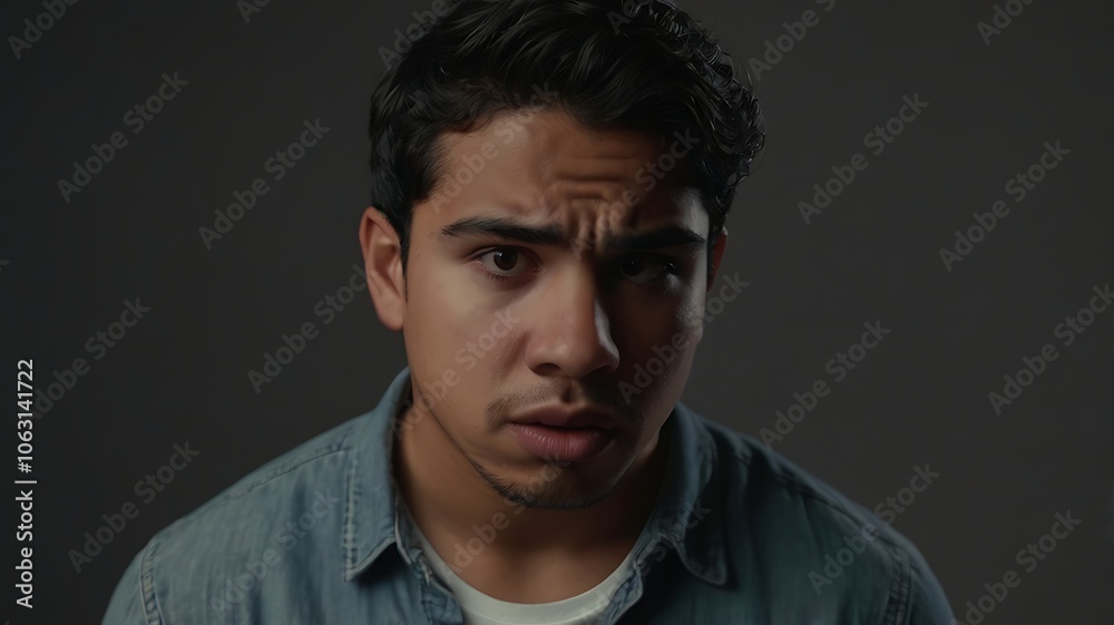 Fototapeta premium portrait of a man, shocking, boy shocked, worrying,