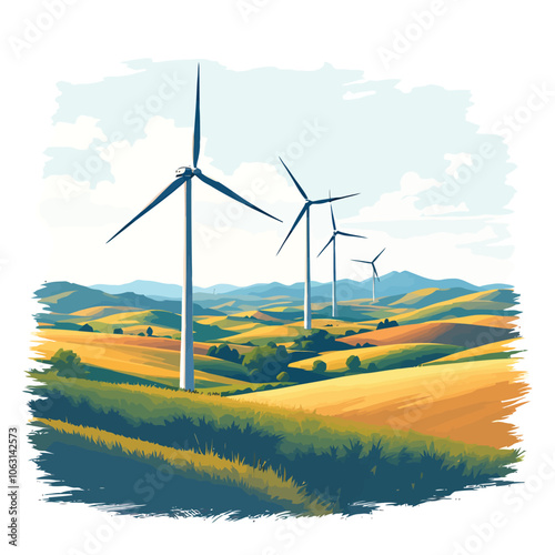 wind turbines in a field