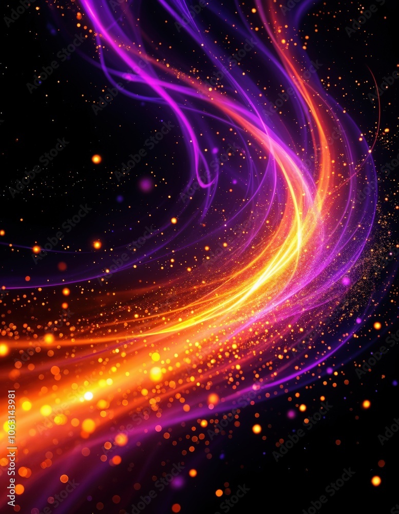 Vibrant Swirling Light Trails: Cosmic Energy in Motion Vibrant Swirling Light Trails: Cosmic Energy in Motion