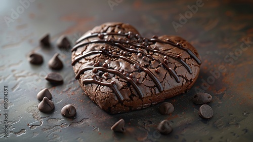 A delectable heart shaped chocolate cookie baked