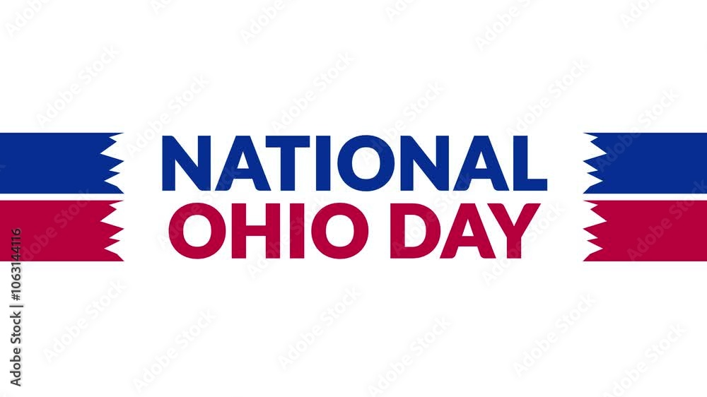 National Ohio Day In and Out text from split line animation on a White background. Which is observed every year in November to celebrate and wish National Ohio Day.
