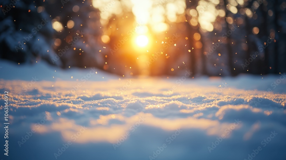 Snowy Ground at Sunset	