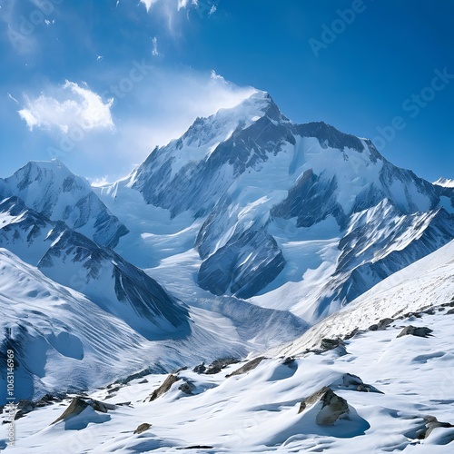 Snow-Covered Peaks of Nanga Parbat in Winter photo