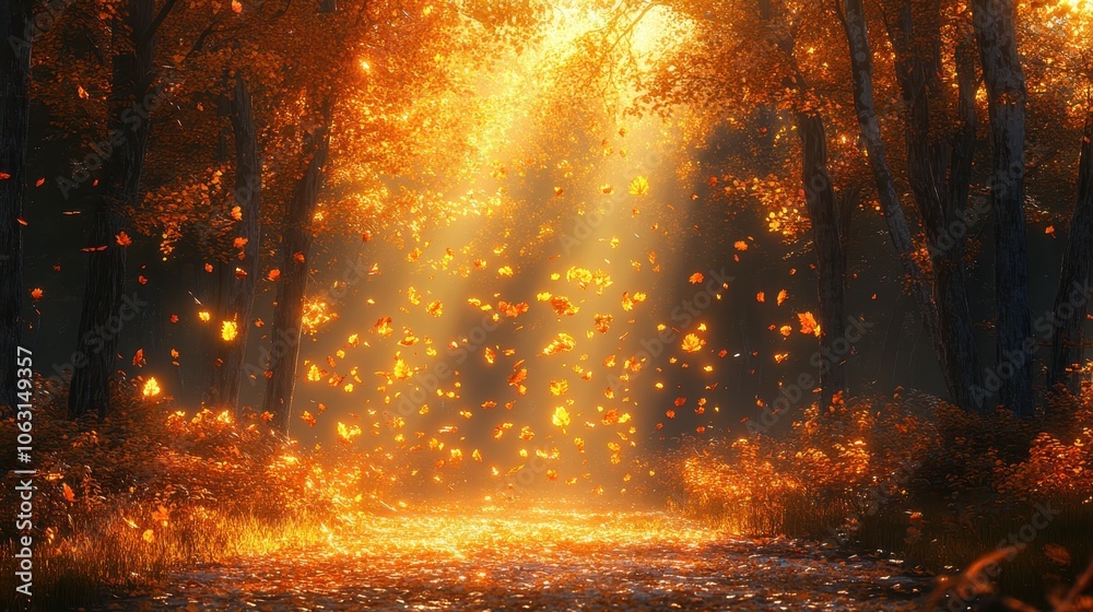 Glowing Autumn Leaves with Sunlight Glowing Autumn Leaves with Sunlight