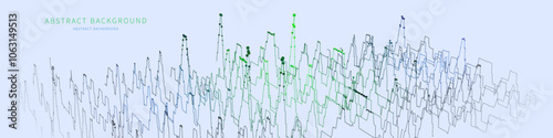 Abstract  background color graph from lines and points in wavy color grid data on white. Technology concept virtual  data.  Banner for business, science and technology data analytics. Big Data.