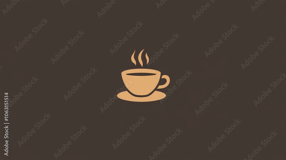 Obraz premium A simple illustration of a steaming cup of coffee on a dark background.